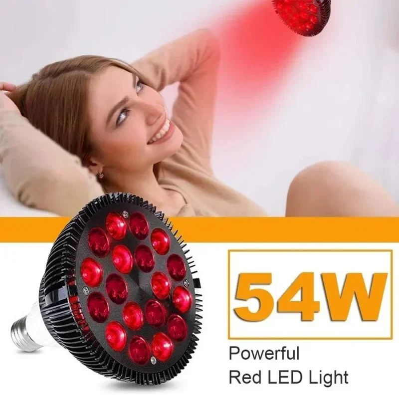 18pcs Red Lights Lamp Therapy Holder 360&deg; Adjustable Clamp 660&850nm Infrared Combo Bulb for Relief and Recovery Skin Care Pain