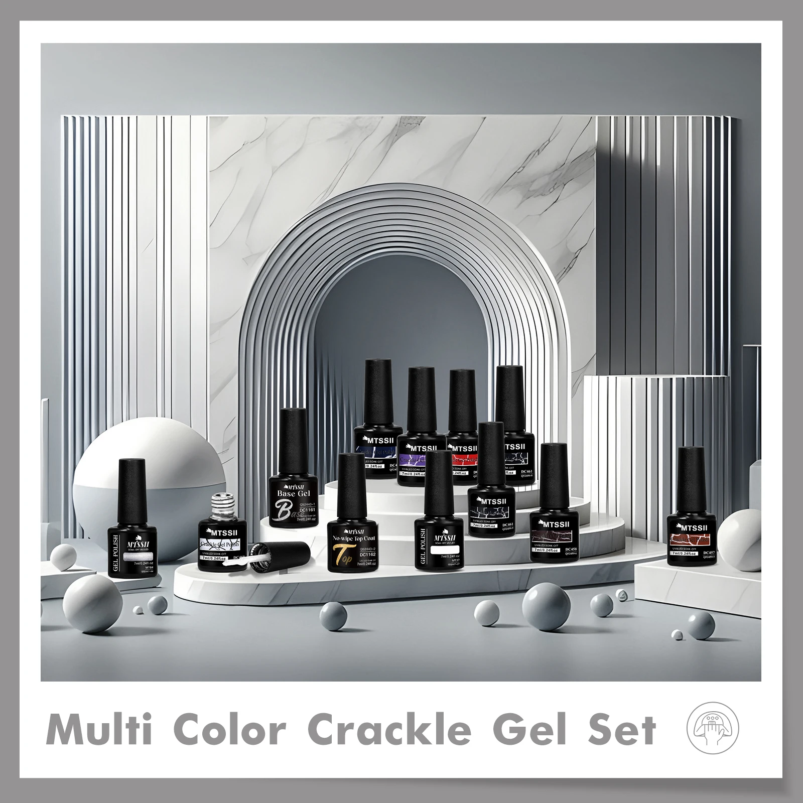 12PCS Crackle Nail Polish Gel Set Red Black Cracking Nail Lacquer Quick Dry Gel Hybrid With Base Top Coat  Manicure Varnish Kit 5