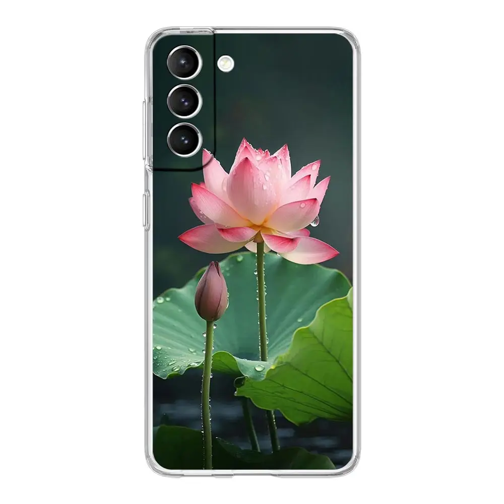 Luxurious Clear Soft Phone Case with Lotus Flower Design