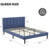 Queen Bed Frame with Button Tufted Headboard, Fabric Upholstered Platform Bed Frame, Foundation with Wooden Slat Support Beds 2