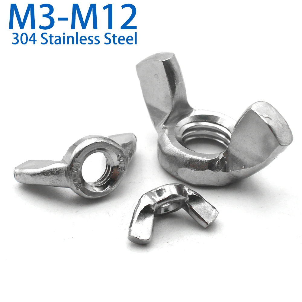 5/10/20/40pcs DIN315 M3 M4 M5 M6 M8 M10 M12 304 สแตนเลสสตีลปีกผีเสื้อ NUT Wing RAM NUT คู่มือยึด NUT 1