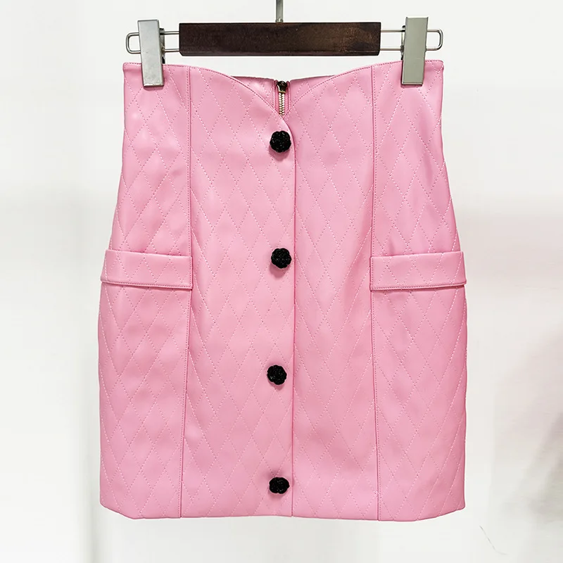 Pink Women Suit Skirt Set 2 Pieces Blazer+Prom Dress Summer Full Sleeve Formal Office Work Black 3D Flower Coat Outfit In Stock