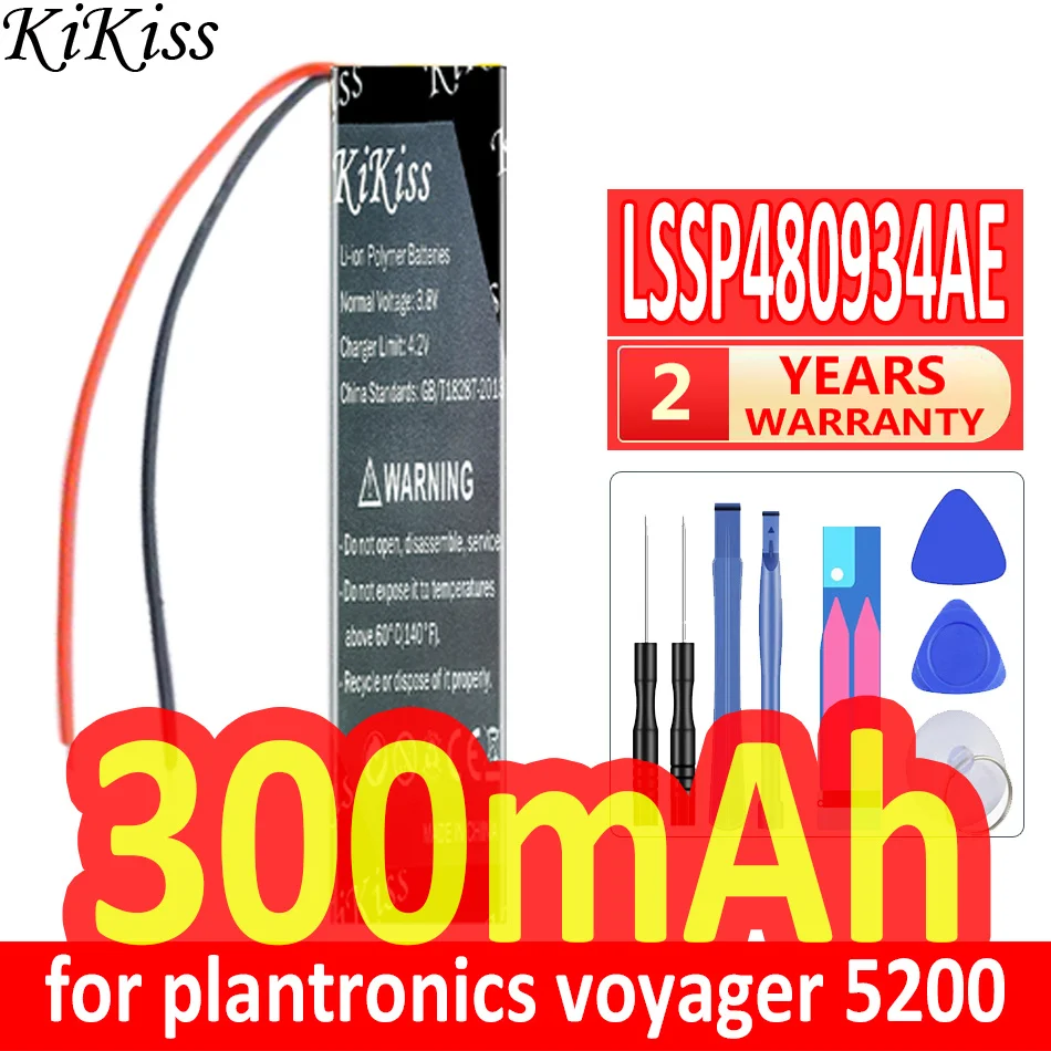 300Mah Kikiss Potente Batteria Muslimah (480834 (2 Linee)) Per Plantronics Voyager 5200 Muslimate