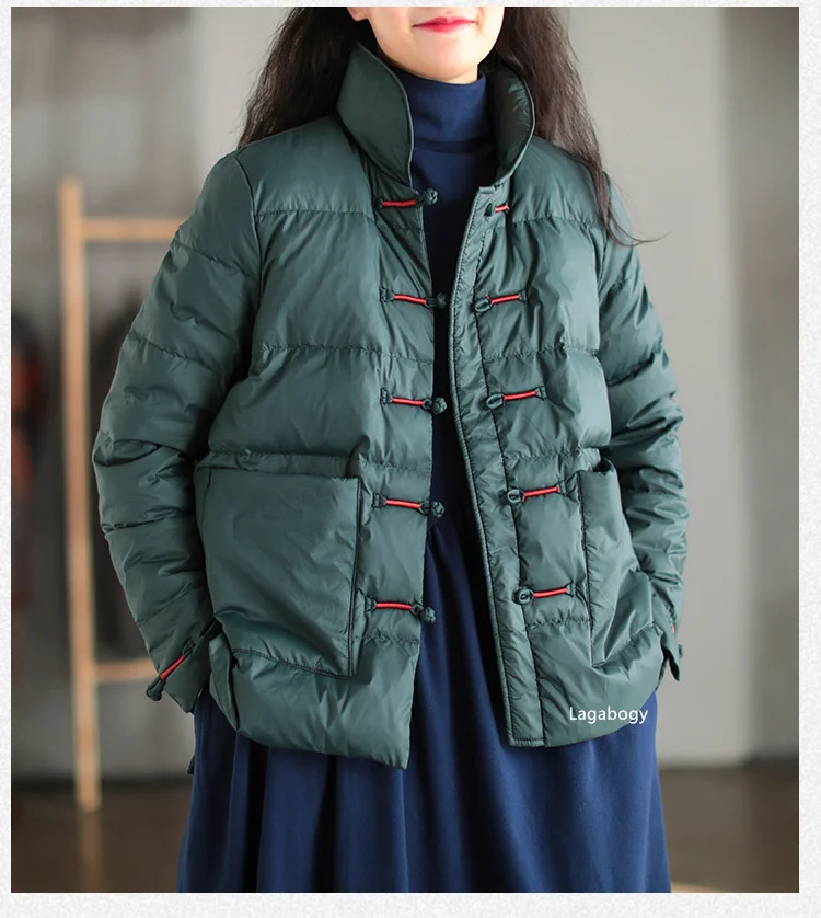 S917ca17363be4354a58536e1824d0c38I New Winter Warm White Duck Down Coat Women Vintage Slim Short Jacket Autumn Female Embroidery Casual Basic Parkas Mallzona