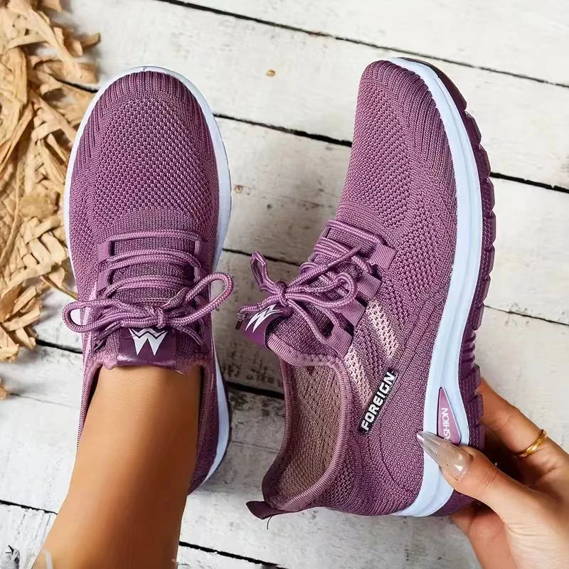 Women’s flying woven mesh slip‑on walking shoes with anti‑slip sole 6655