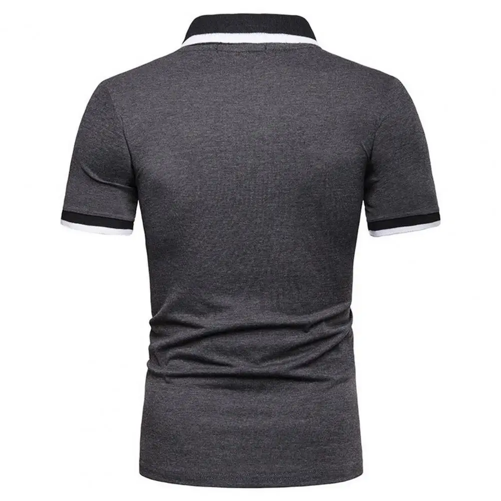 

Men Shirt Men's Summer Formal Shirt with Half Open Lapel Contrast Color Mid Length Office Wear for Business Commute Men Top