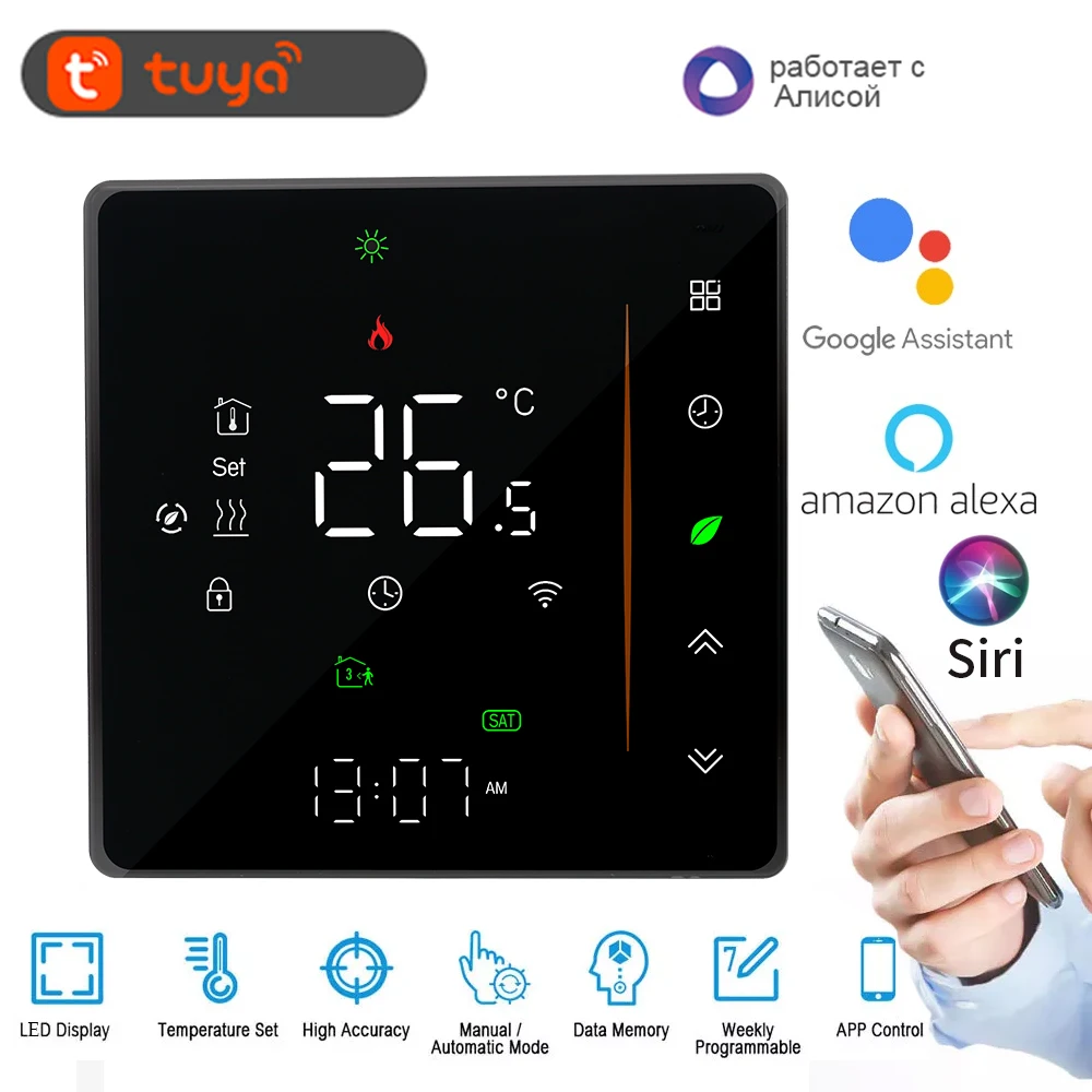 Tuya Smart Life Wifi Thermostat สําหรับหม้อต้มแก๊สและเครื่องทําความร้อนใต้พื้นอุ่นเครื่องควบคุมอุณหภูมิบ้าน SmartThings Alexa Google Siri 1