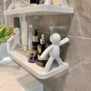 1Pc Bathroom Self-adhesive Shampoo Shelves Shower Towel Storage Rack Cosmetic Toilet Organizer Home Decor Kitchen Plastic Rack 6
