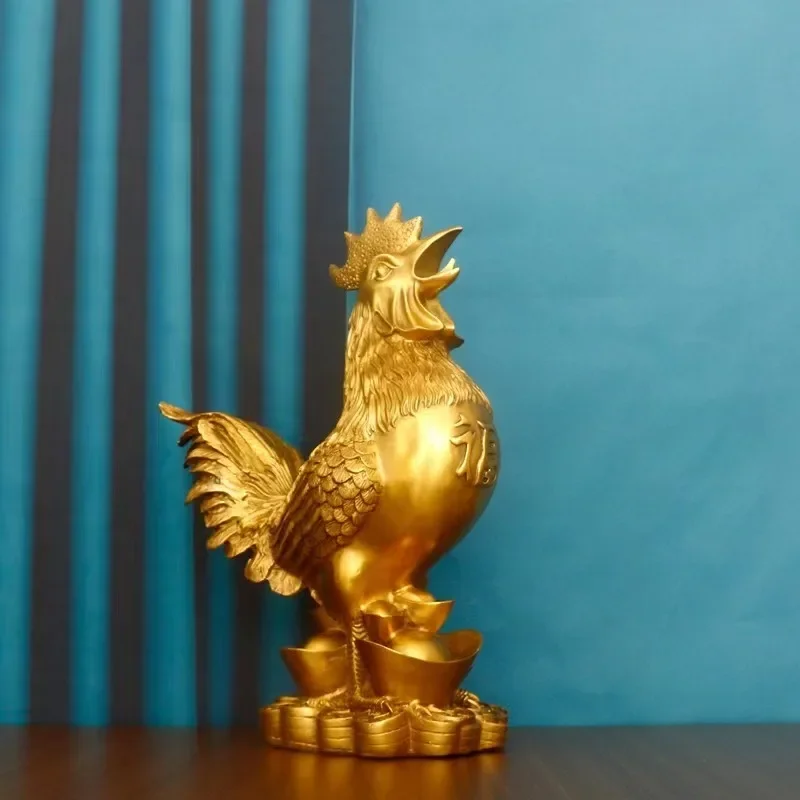 2023 new pure copper decorative rooster copper decoration craft golden chicken Feng Shui fashion cock ornaments