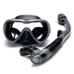Premium Leakproof Snorkel Set with Anti - Fog Goggles and Dry Snorkel Tube for Diving and Swimming Adventures (GREY)