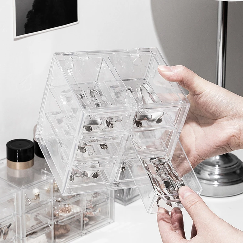 Acrylic Storage Box 6/9/12 Grids Jewelry Organizer Transparent Display for Earring Necklace Cosmetics Storage Case Drawer 3