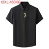 Summer Spring Men Shirts Short sleeve Plus size 8XL 9XL 10XL 12XL Print dress Fit shirt formal business Work Shirt 160KG Large 1