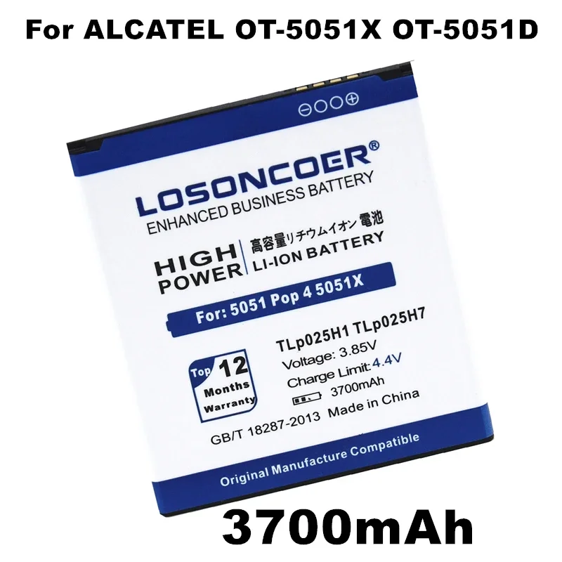 

LOSONCOER 3700mAh TLP025H1 TLP025H7 для Alcatel OneTouch POP 4 OT-5051X OT-5051D 5051M 5051X 5051D 5051J аккумулятор + быстрая доставка