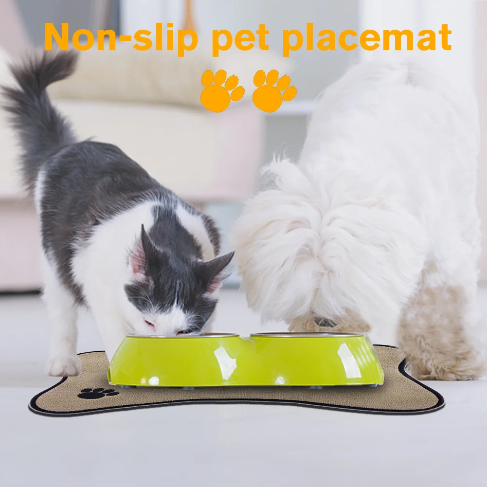 2pcs Non Slip Pet Placemat Reusable Cat Dog Feeding Mat Home Bone Shape  Cute Puppy Food Water Spill Proof Pad Cushion Microfiber - AliExpress