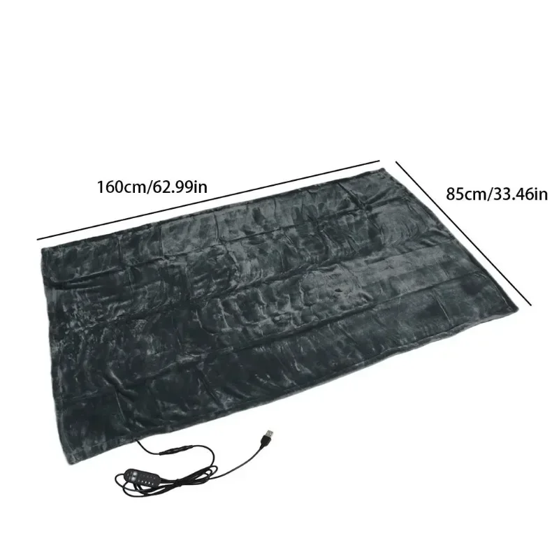 Hot 160x85cm USB Heating Blanket Travel For Sofa Bed 5 Levels Portable Electric Blanket Winter Warm Soft Plush Car Shawl Camping