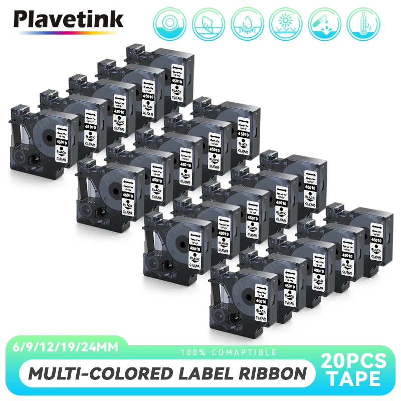 Plavetink 20 Pcs 45013 45010 Fita de Etiqueta d1 45013 Cartucho Compatível para Dymo Labelmanager Escritor Maker 280 160 260p 45012 45018
