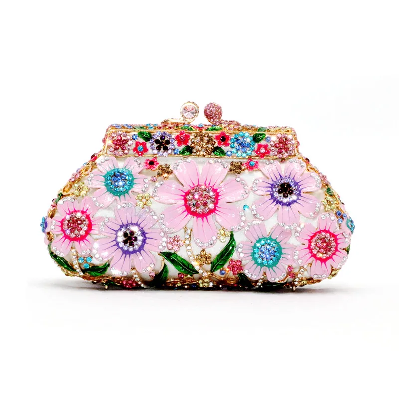 

Клатч Chliwini с кристаллами, кошелек с цветами и блестками, сумка-мессенджер с металлической цепочкой, модные летние сумки для ужина и вечеринки