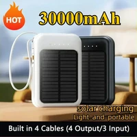 Portable 30000mAh  High Capacity Solar Power Bank Built-in 4  Super Fast Charging Compact  External Battery with Led Light 2