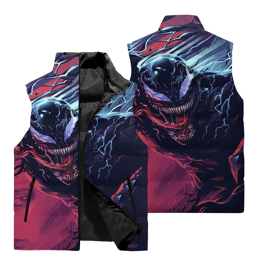 thumbnail image 1 of Chaqueta cortavientos de moda de otoño para hombre, chaqueta sin mangas con estampado 3D de superhéroe de Marvel Venom, chaleco para montar en motocicleta al aire libre para hombre, 1 of 5