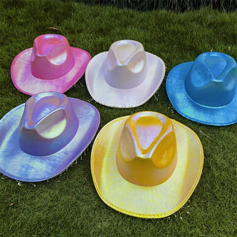 Cowboy Hat Western Cowboy New Design Wedding Decorate Bride Pink White Red Woman Caps Luxury Star 모자 Sombrero Vaquero Sombrero
