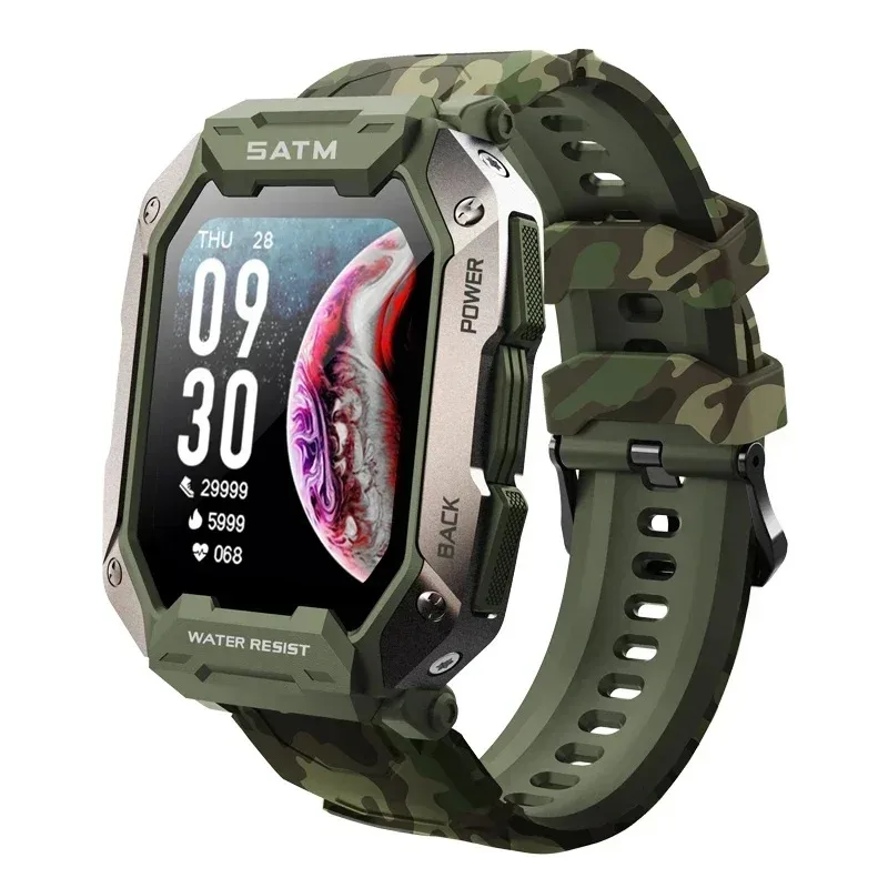 

2024New Outdoor Military Watch 5ATM Waterproof Watches Bluetooth Smartwatch Sport Watch Clock Calls Digital Smart Watch Bracelet
