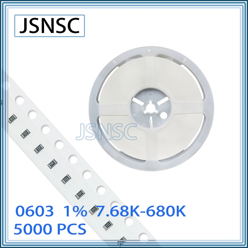 

JSNSC 0603 F 1% 5000pcs 7.68K-680K CHIP smd 1608 resistor 7.87K 8.06K 8.2K 8.25K 8.45K 8.66K 8.87K 9.09K 9.1K 9.31K 9.53K 9.76K