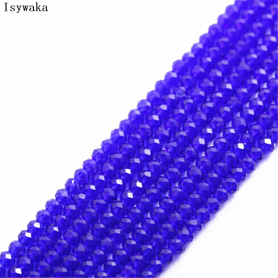 Ink Blue Faceted Crystal Glass Rondelle Beads for Jewelry Making - 170pcs, 2mm