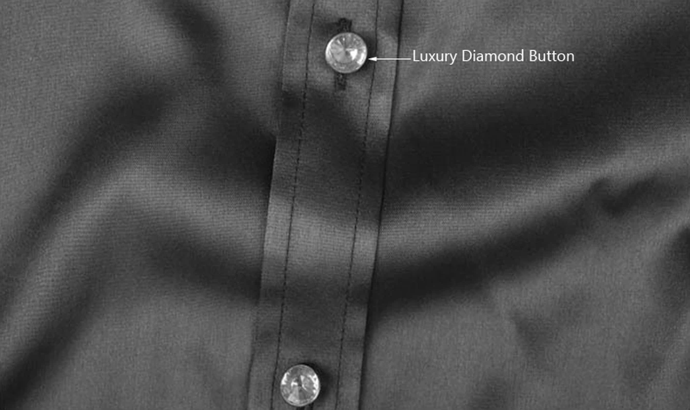 Shirt Men Silk Simulated High Grade Silk Satin Long Sleeve With Diamond Buttons Evening Party Date MQ527