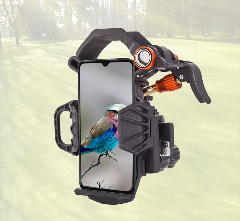 Smartphone aligned on optical eyepiece