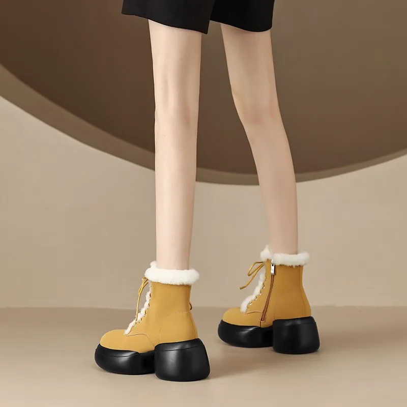 Women's Snow Boots Winter Shoes Warm Casual Fur Ankle Women's Non Slip Plush Suede Rubber Soled Shoes Women Boots Botas Mujer