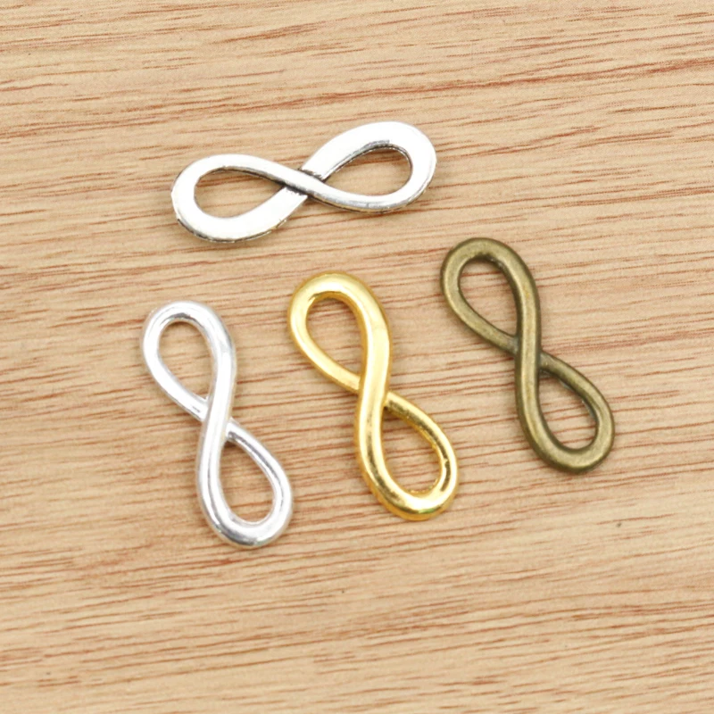30Pcs 24X8 Millimetri Brillante Argento Placcato Placcato Argento/Bronzo/Oro Colori 8 Infinito Charms Fatti A Mano Pendente: Fai Da Te Per Il Braccial