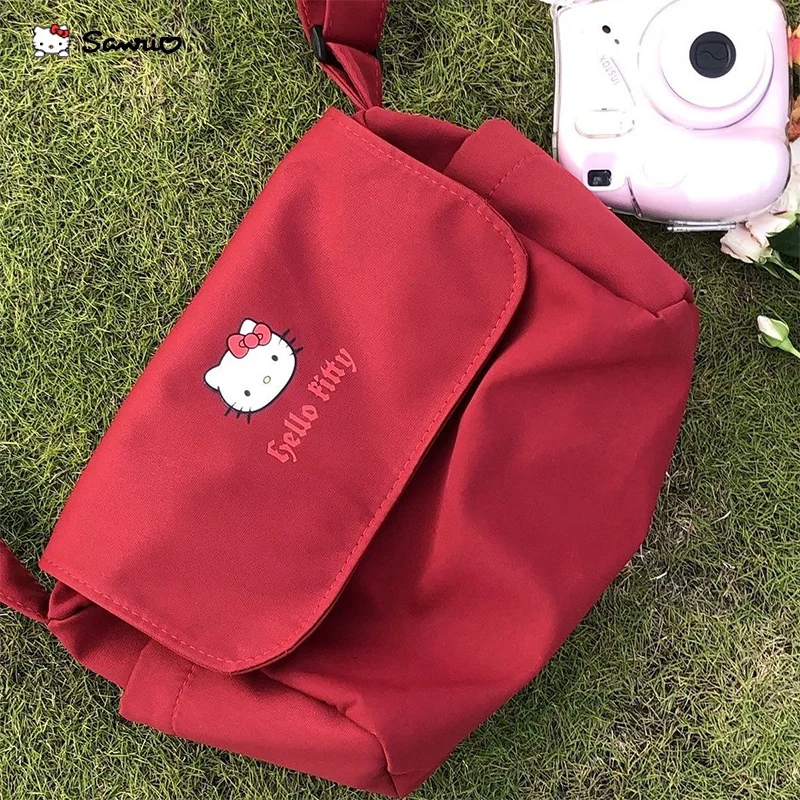 

Fashion Women Crossbody Bag Kawaii Sanrio Hello Kitty Cartoon Student Casual Large Capacity Shoulder Bag Solid Color Handbag