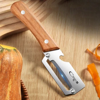 Wood Handle Steel Peeler 1