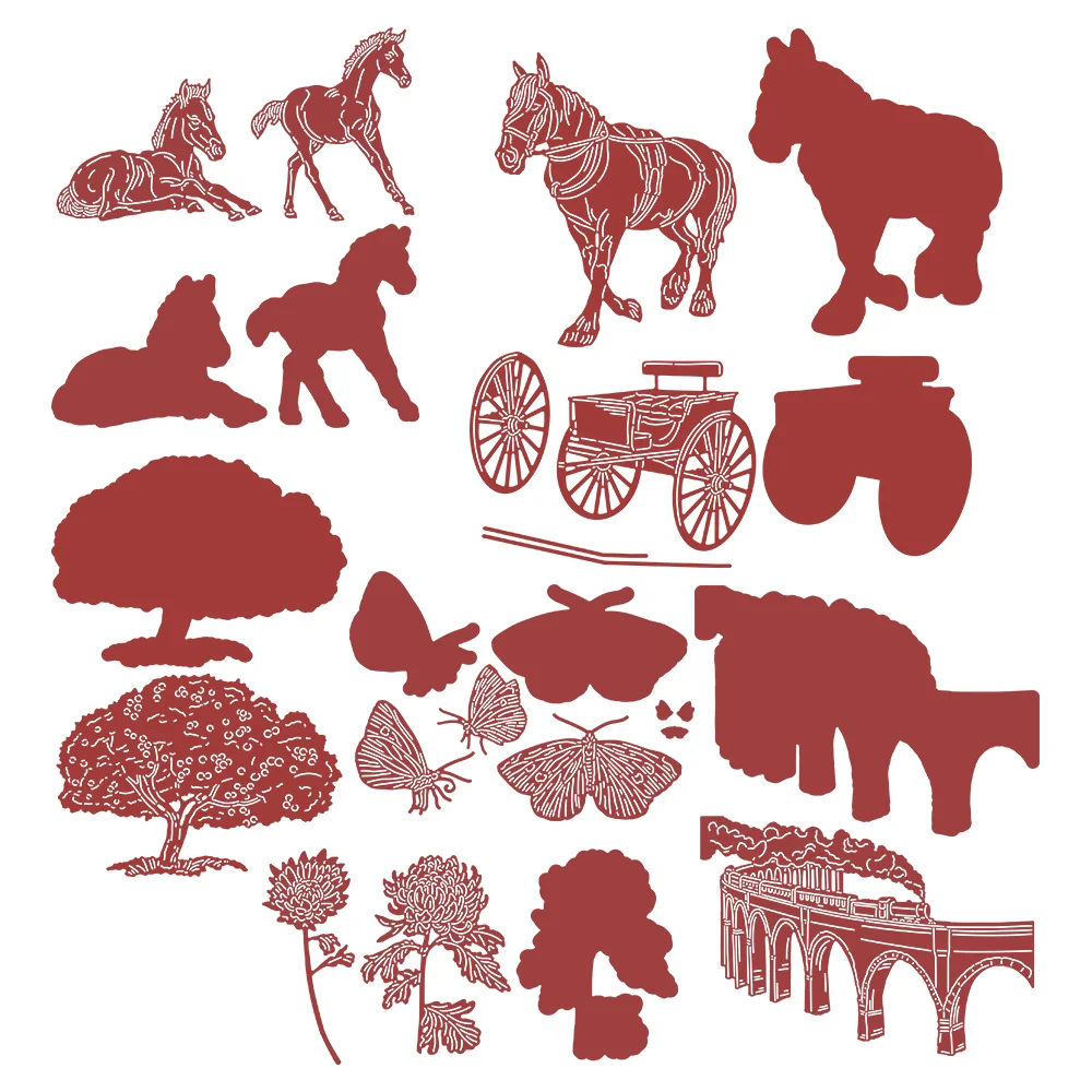 

Horse Butterfly Tree Cutting Dies For Diy Scrapbooking Crafts Maker Photo Album Template Handmade Decoration 2022 New Hot
