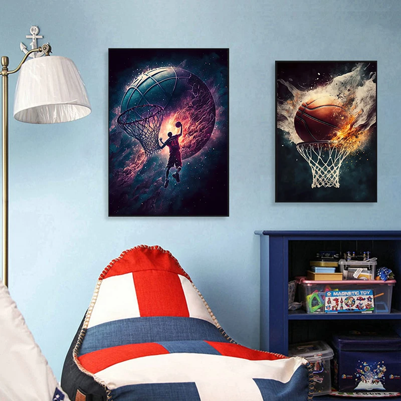 Vibrant Basketball Art Prints on Canvas - Colorful Sports Wall Decor