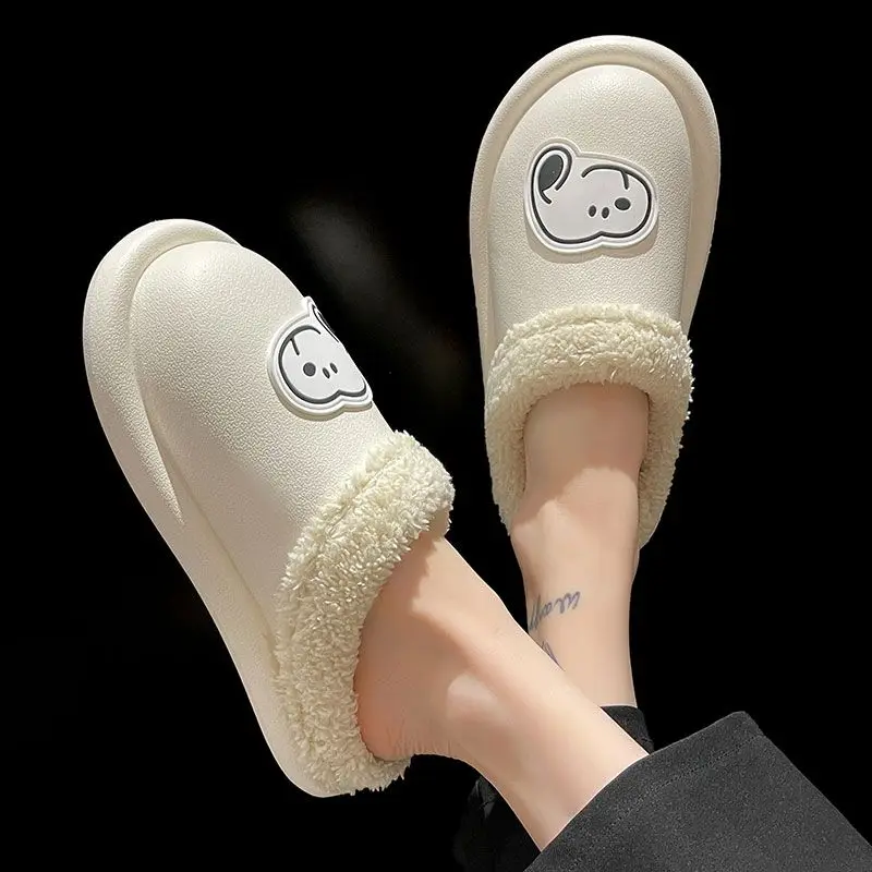 Cute waterproof cotton slippers for women in autumn and winter