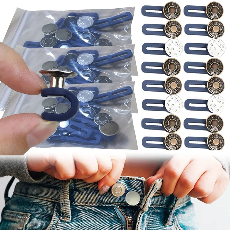 

5Pcs Sewing Buttons Adjustable Disassembly Retractable Jeans Waist Button Metal Extended Buckles Pant Waistband Expander