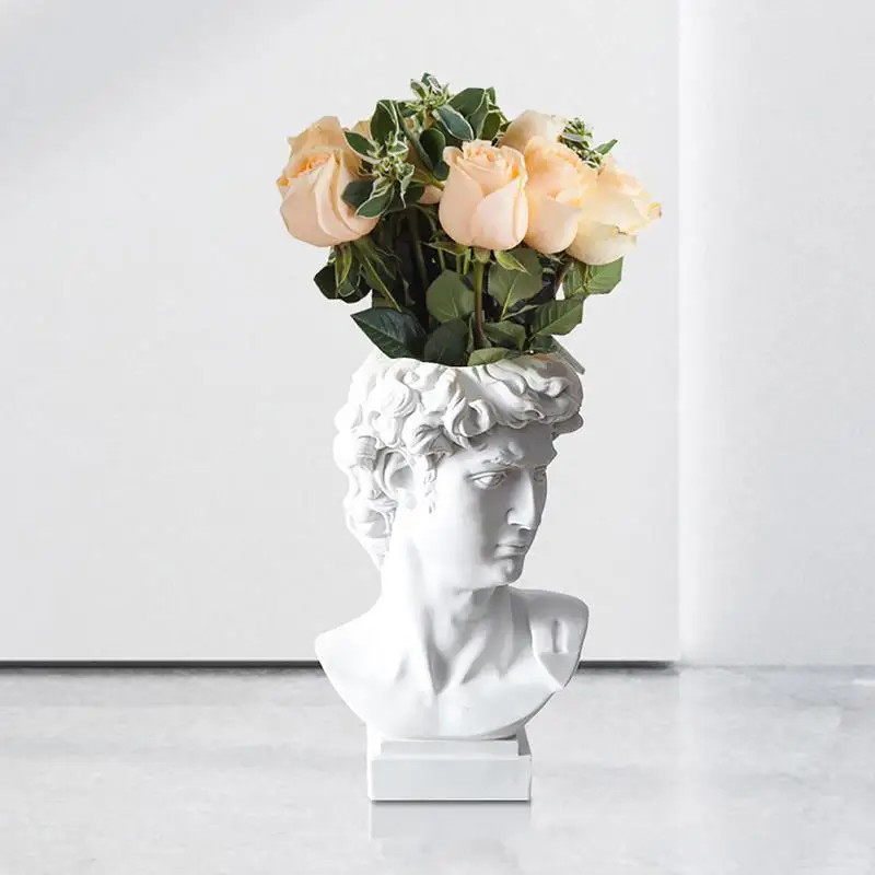 Greek Statue of David Vase, Indoor and Outdoor Resin Flower Pot, Sculpture Brush Holder Bust, Art Decoration Sculpture 2