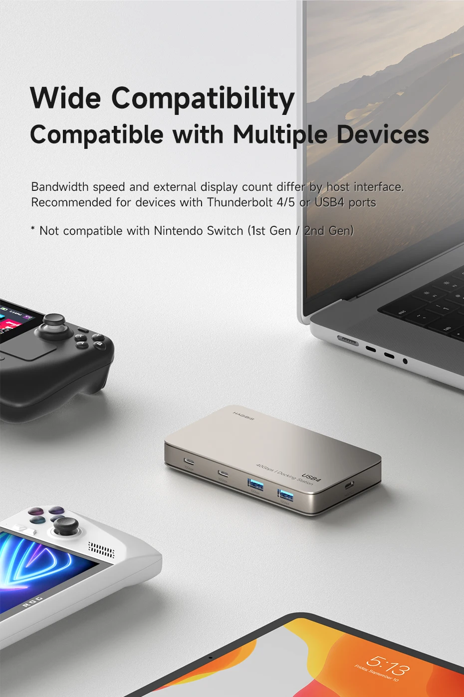 Hagibis USB4 7-in-1 Docking Station (40Gbps, 8K/60Hz)