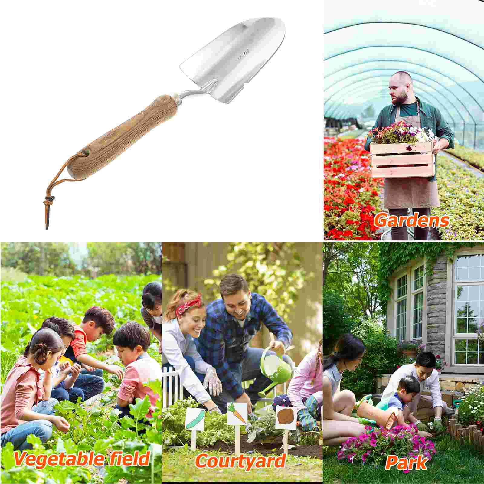 Stainless Steel Gardening Tools Scoop Weeding Trowel Compact Trowels