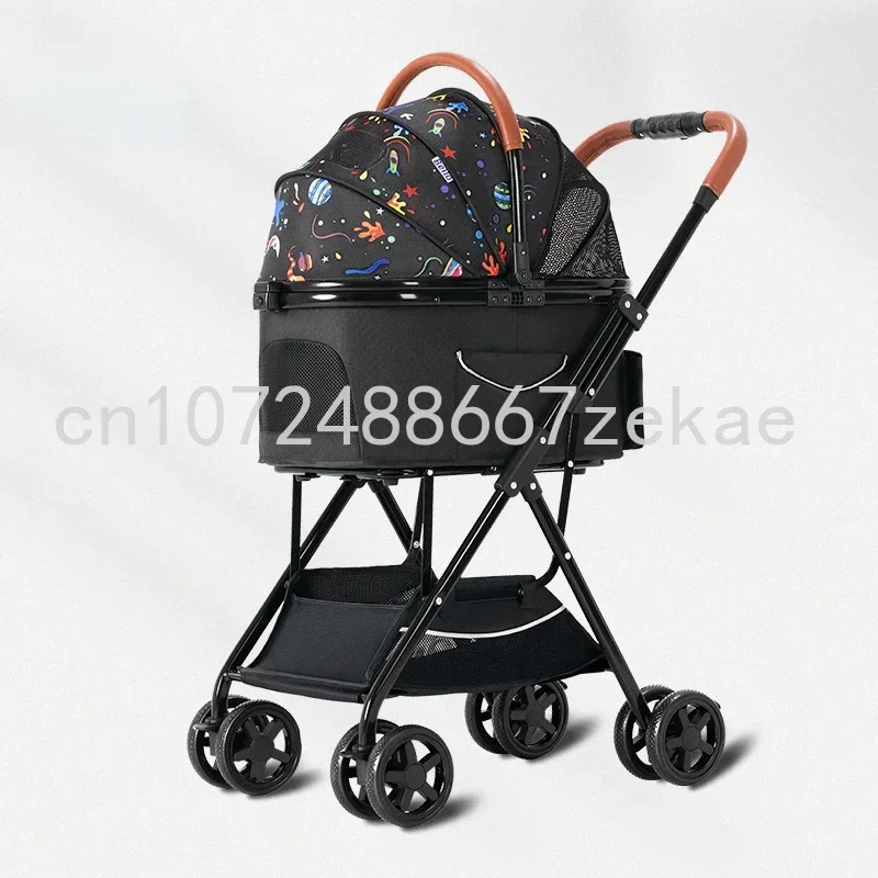 

Stroller Aluminium Alloy Trolley for Corgi Teddy Cat Cart Load Bearing 15kg Dog Strollers for Small Dogs