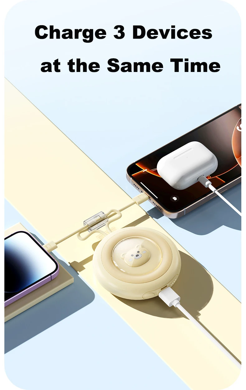 Mini powerbank 20000mah con cable integrado diseño cartoon_voghion.com
