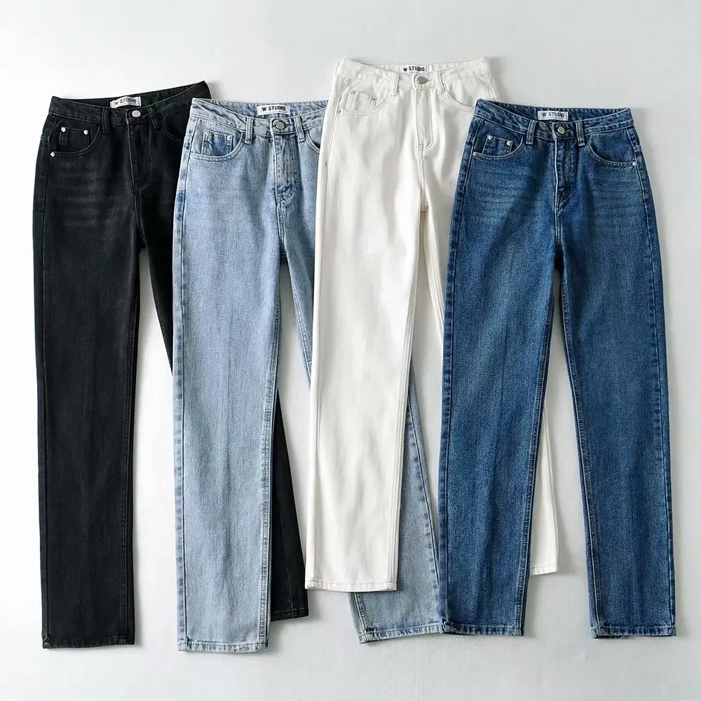 Women High Waist Trousers Female Mom Denim Pants Korean Ripped 90s Vintage Jeans Fashion Woman Casual Jeans Pants Harajuku black jeans woman high waist denim trousers vintage pants mom y2k straight leg jeans streetwear black pants cotton button fly