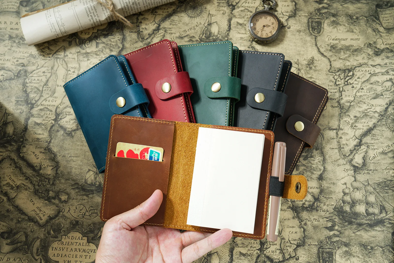 Echt leder Notebook Planer Buch Cover Taschen format Tagebuch Retro Rindsleder Journal Zeichnung Skizzenbuch tragbare Mini täglich – Detail 7