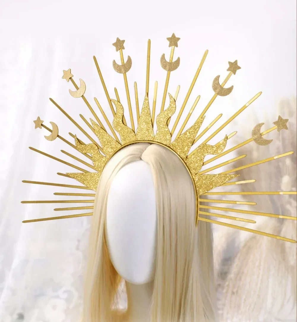 Corona Halo, Fascia per Capelli Halo Crown con Stelle Lunari, Diademi