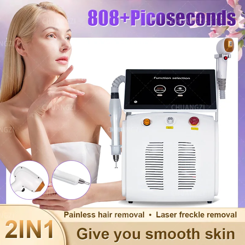 White 2-In-1 Q Switch Permanent Hair Removal Epilation 808 Diode La-ser Picosecond Equipment Pigment Acne Pore Tattoo Removal tattoo fullbody white табурет