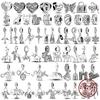 Inlaid Zircon Charm Beads 925 Sterling Silver Color Love Heart Snake Dangle Fit Original Bracelet Charms Pendant Jewelry 1