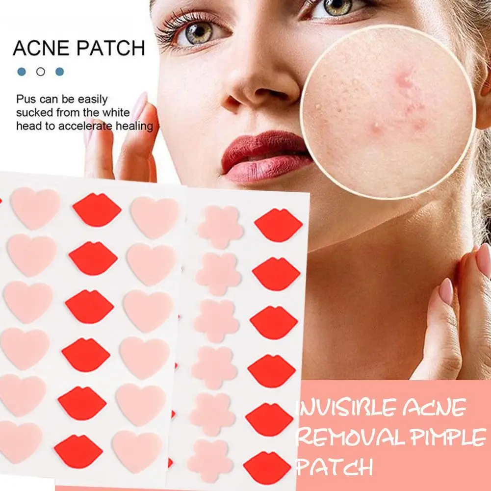 

24Pcs Cute Heart Flower Invisible Acne Removal Patch Face Spot Scar Skin Care Stickers Makeup Concealer Pimple Beauty Tool