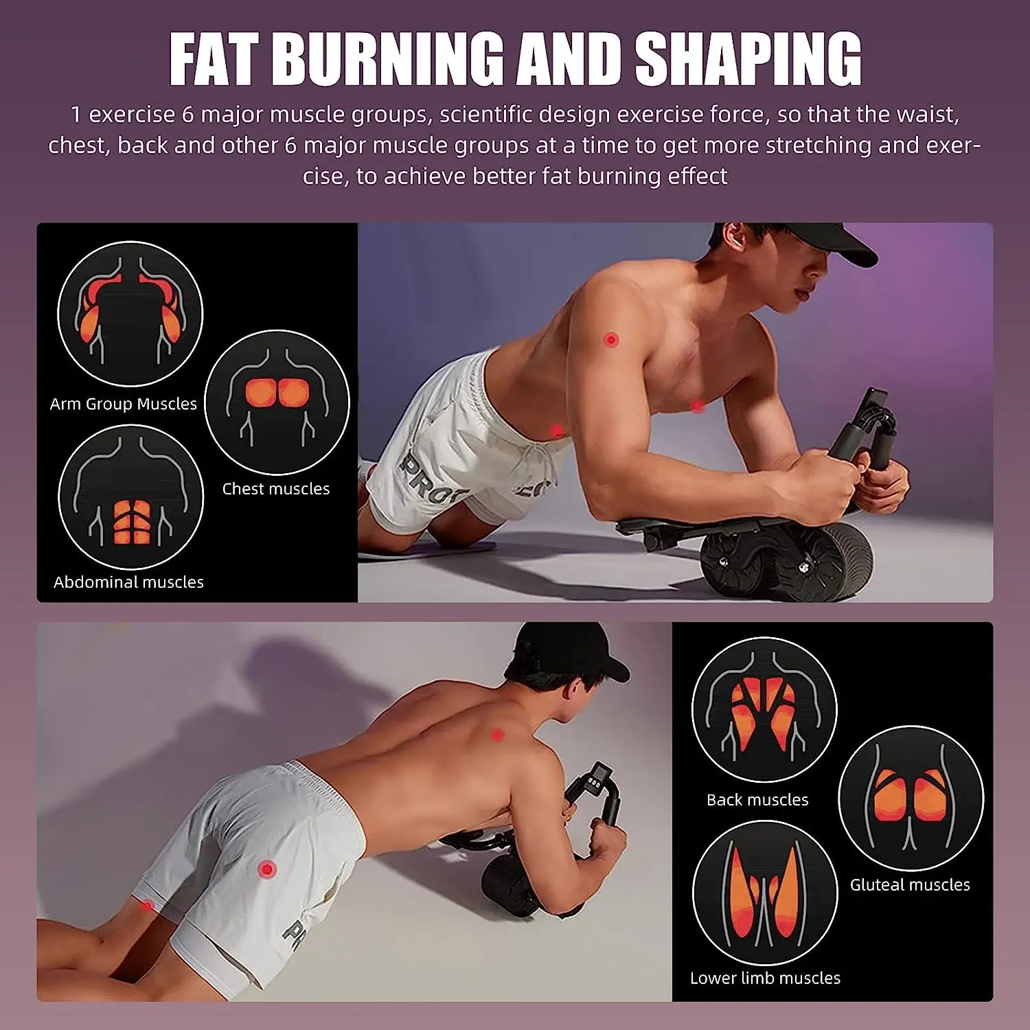 Elbow Support Rebound Abdominal Wheel Ab Muscle Trainer Roller Wheel Fitness Exercise Abdominal Fitness Equipment