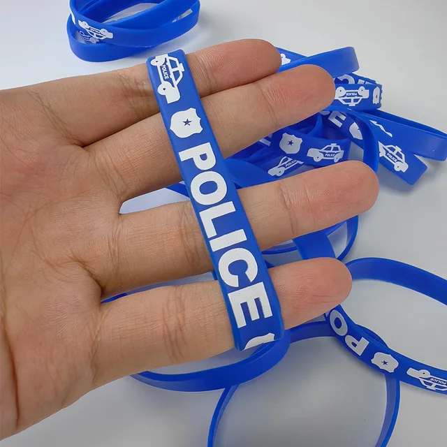 5-50pcs Police Party Favors Rubber Bracelets Goodies Bags Stuffers Stretchable Silicone Wristbands Police Birthday Party Decors 3